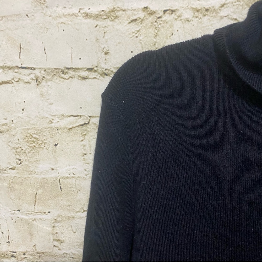 Donna Morgan Black Angora Cashmere Wool Blend Turtleneck Stretch Sweater… - Picture 2 of 5